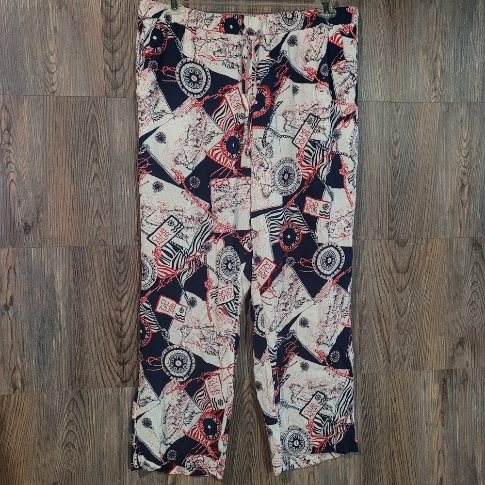 Talbots Pull On Wide-Leg Pants XL x 26 Nautical Fisherman Rope Coastal Travel